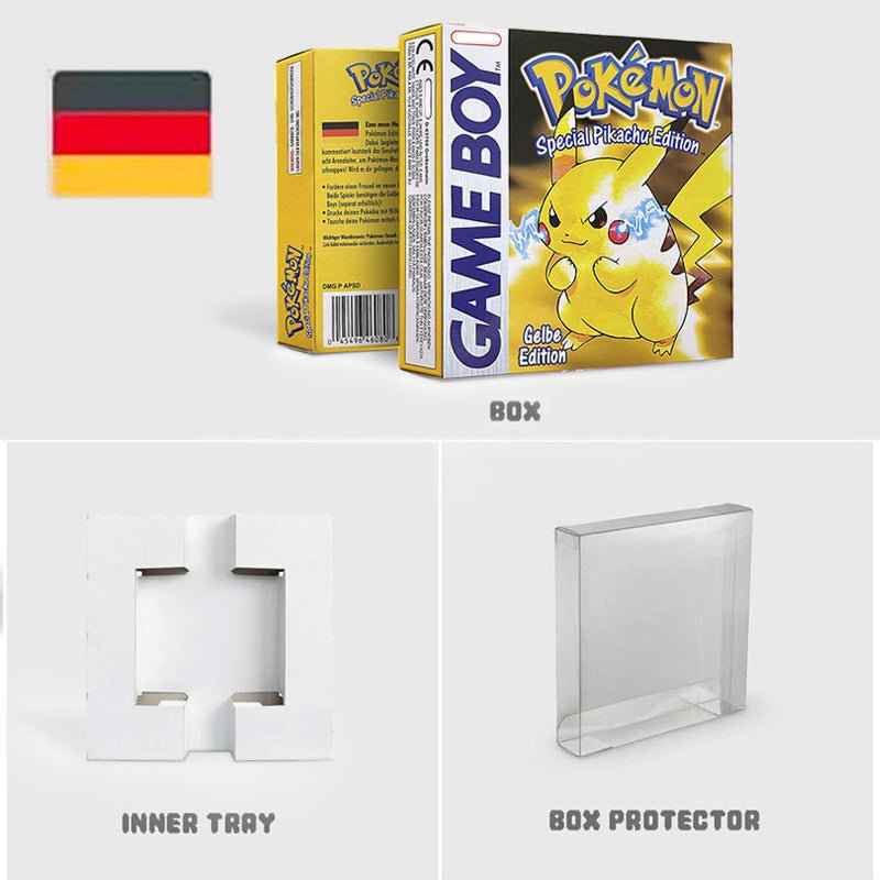 Noe Usa Eur Yellow Green Red Gold Crystal Blue Silver Pokemon Series Metallic Holographic Trey For GBC Case & Cart (USA)
