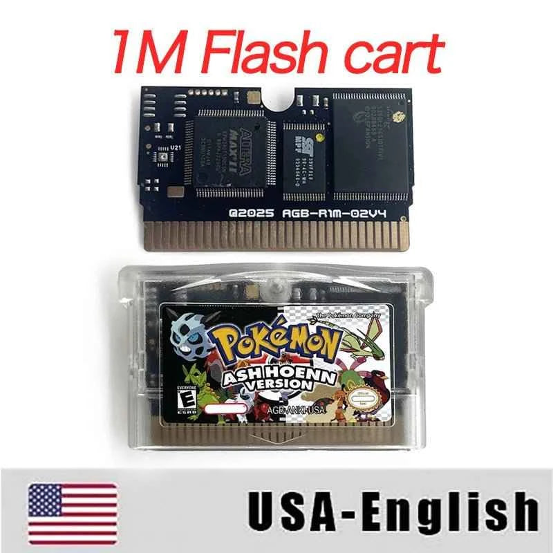 Pokémon Ash Hoenn Version Cartridge – English 1M Flash Cart Game for GBA | Anime-Inspired Pokémon Adventure