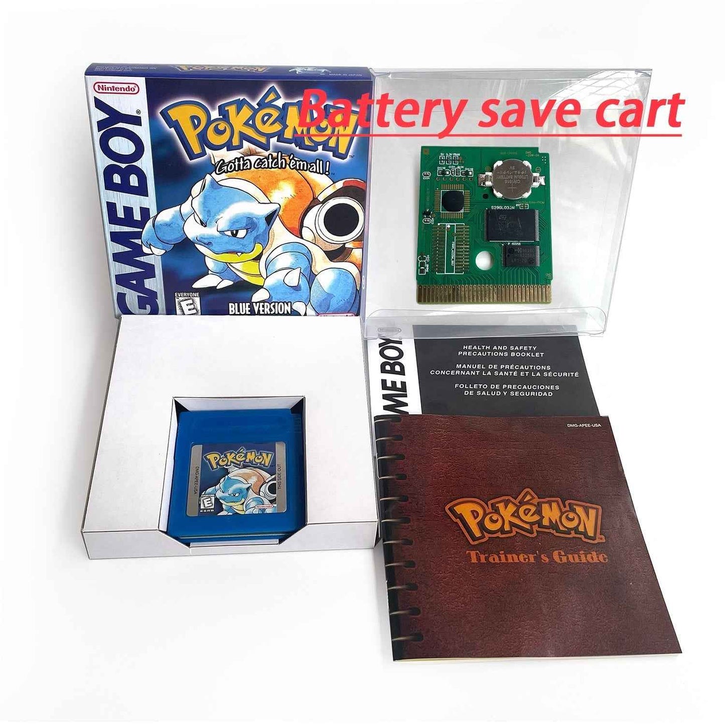 Pokemon Blue Ic GBC Case & Cart