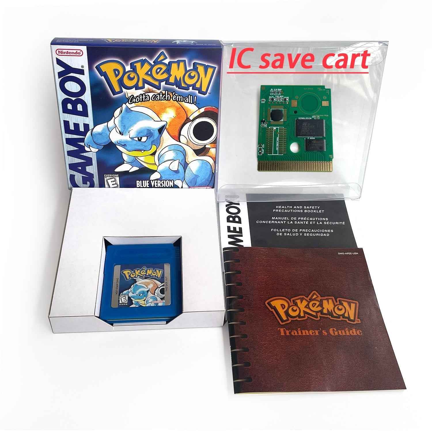 Pokemon Blue Ic GBC Case & Cart