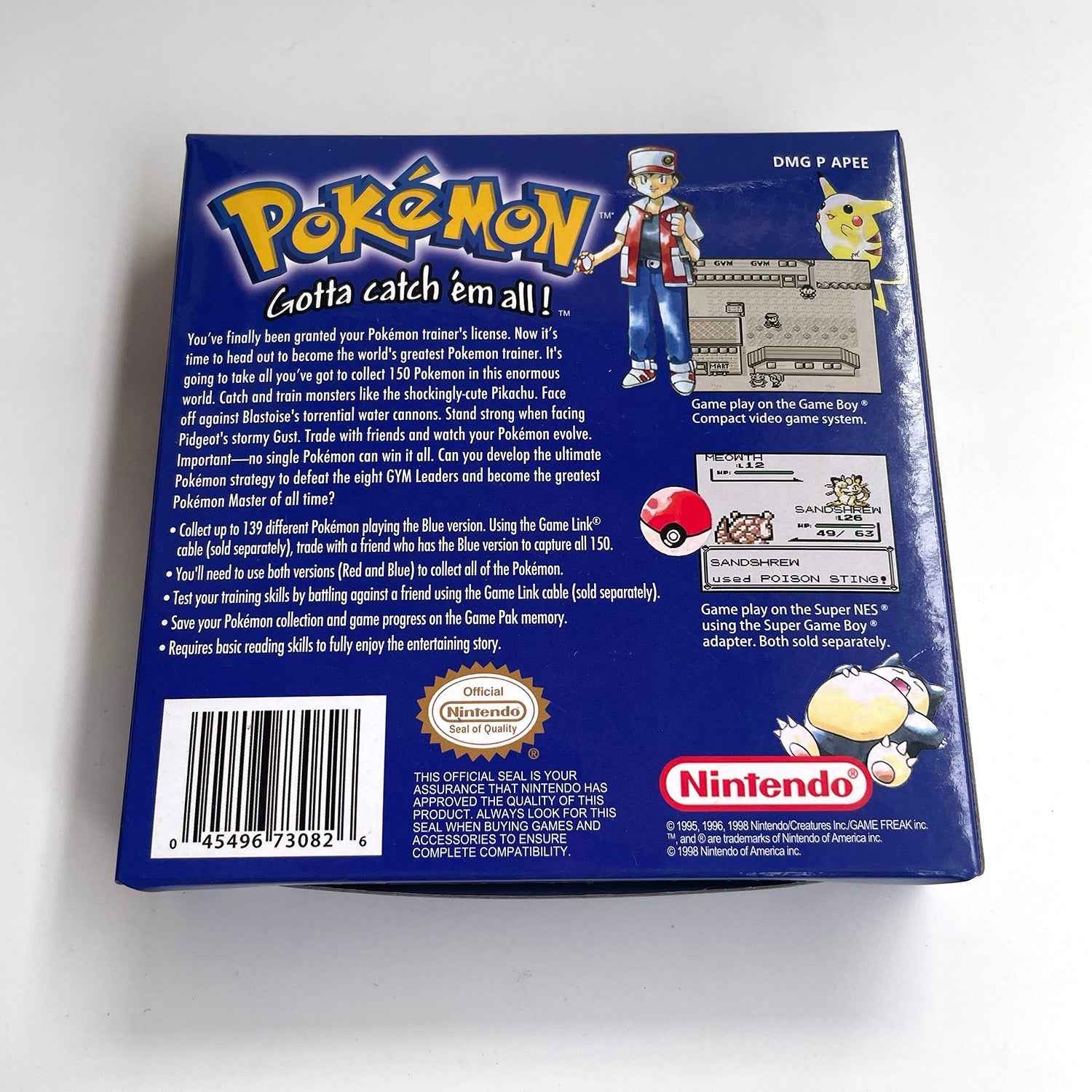 Pokemon Blue Ic GBC Case & Cart