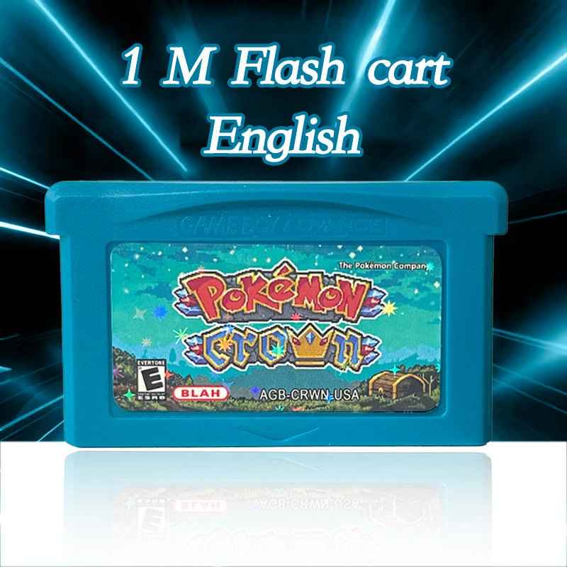 Pokémon Crown Cartridge with Box – English 1M Flash Cart Game for GBA | Game Boy Advance Custom Version