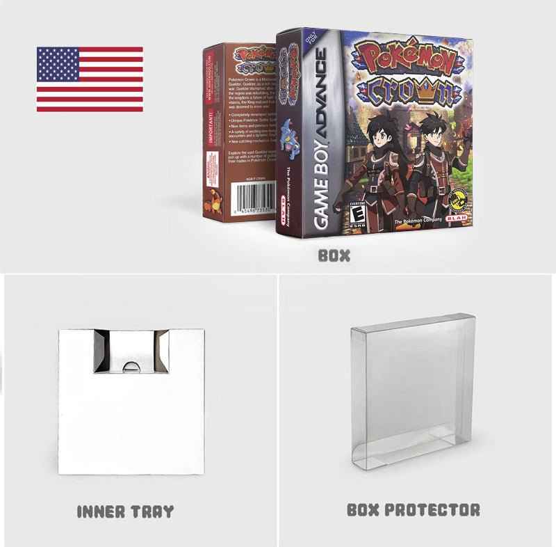 Pokémon Crown Cartridge with Box – English 1M Flash Cart Game for GBA | Game Boy Advance Custom Version