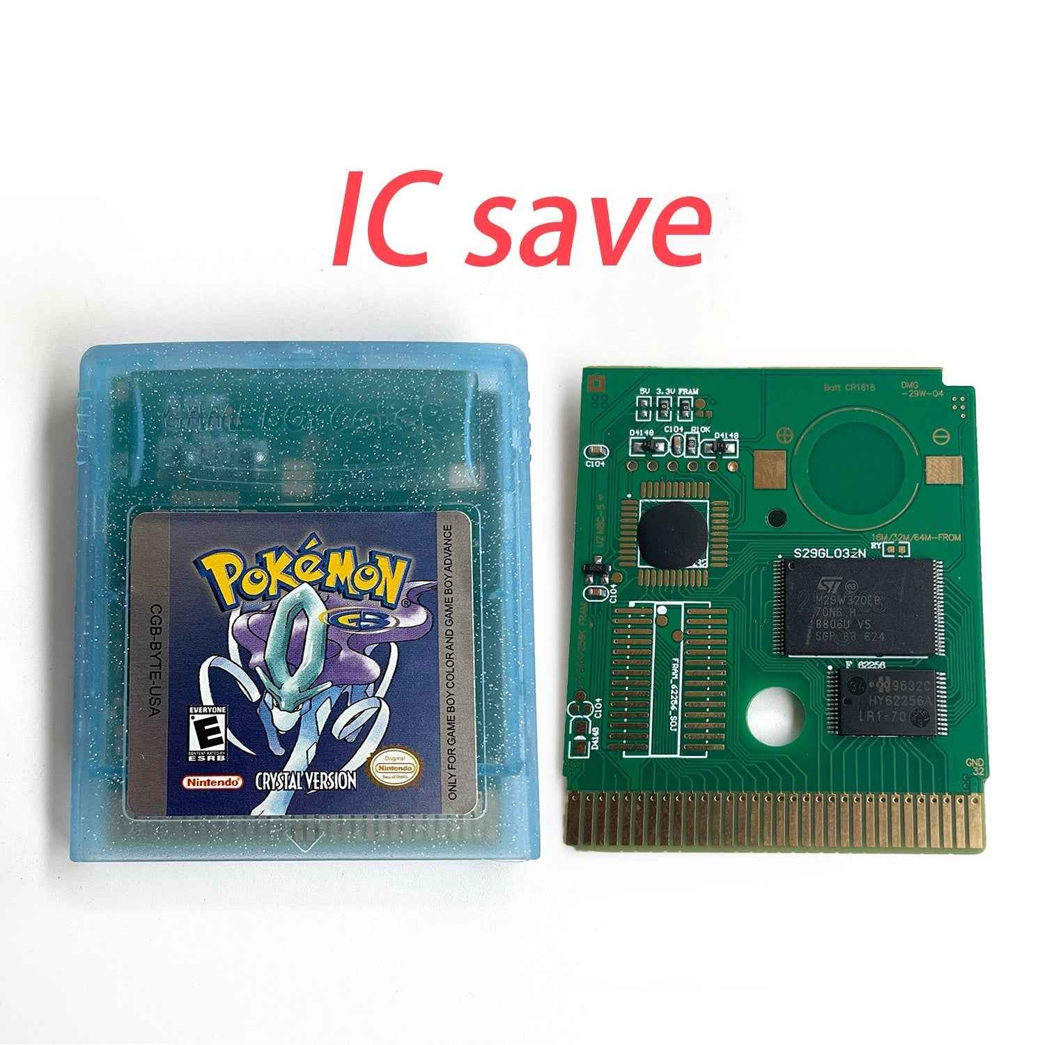 Pokemon Crystal Cart Ic GBC Case & Cart