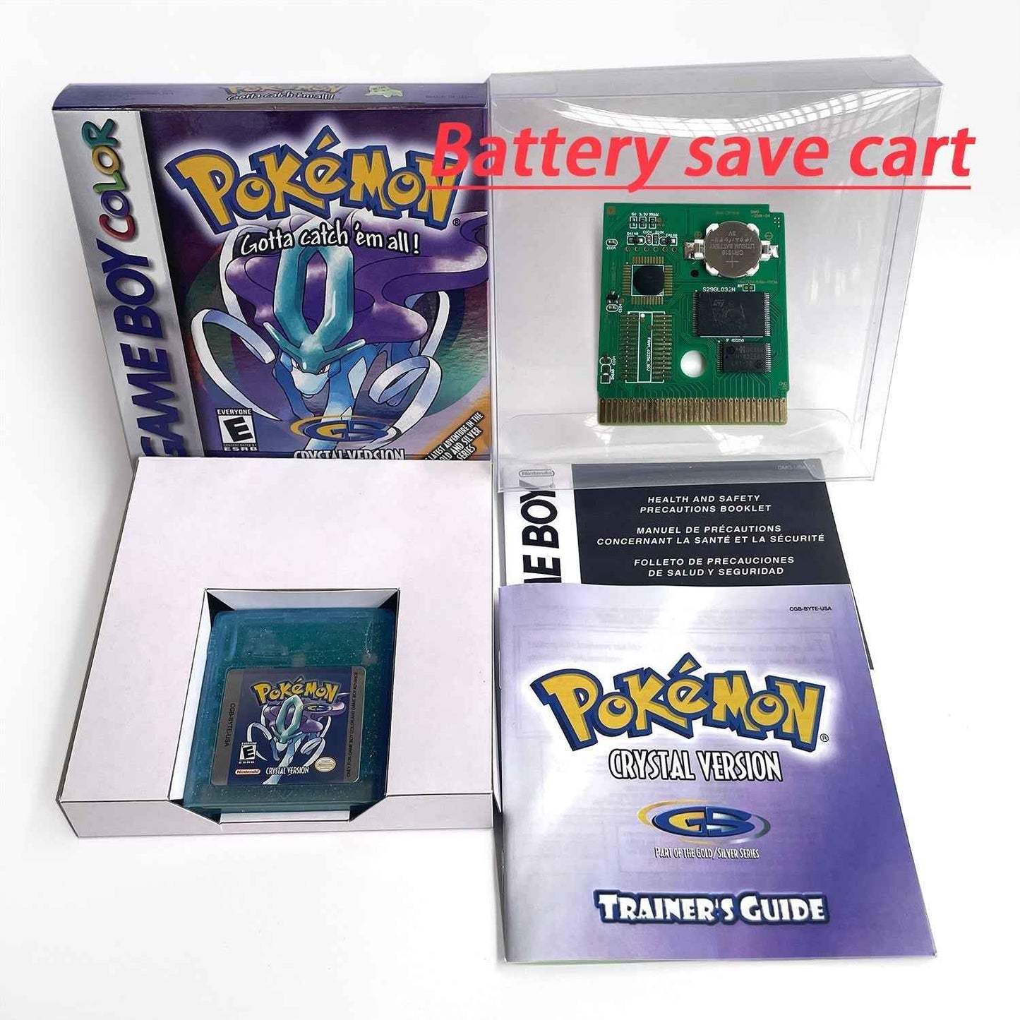 Pokemon Crystal Cart Ic GBC Case & Cart
