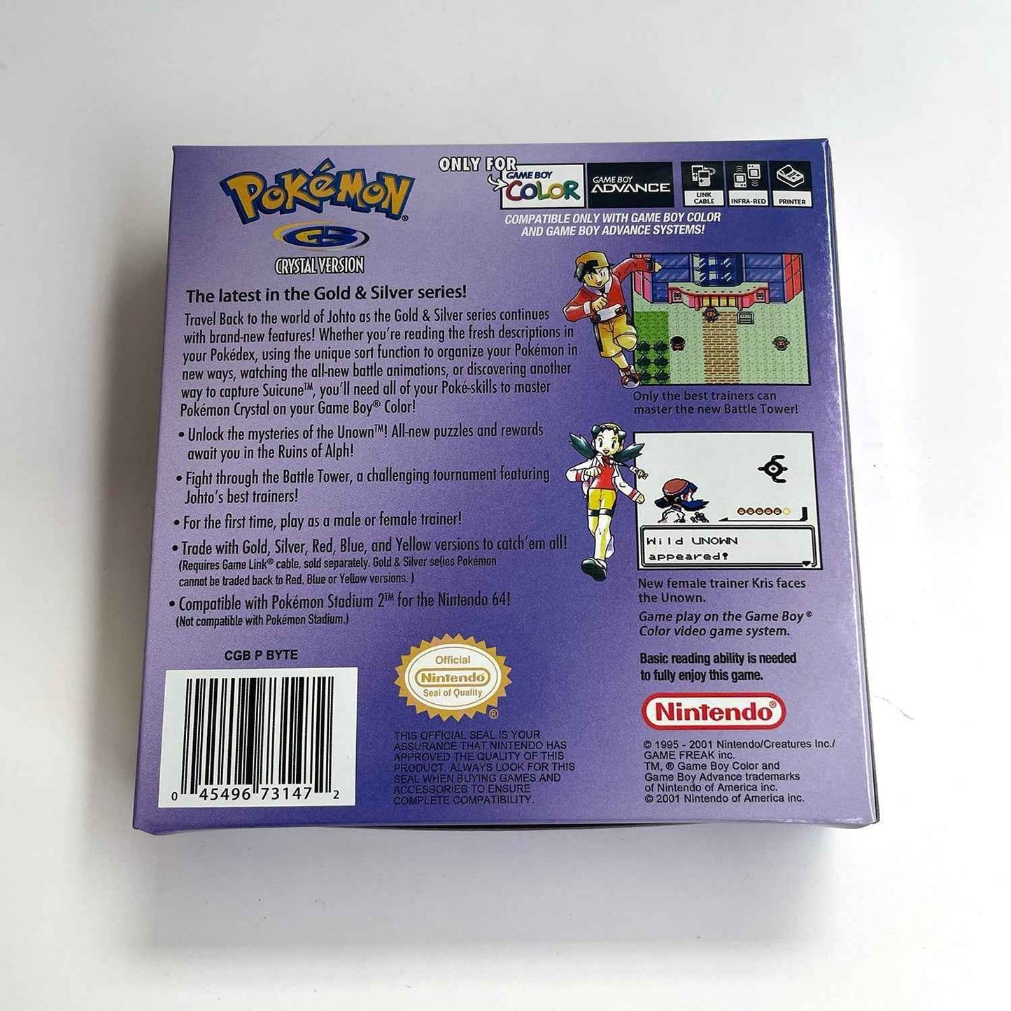 Pokemon Crystal Cart Ic GBC Case & Cart