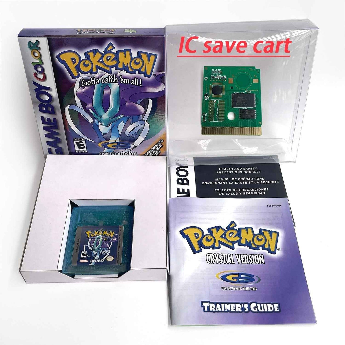 Pokemon Crystal Cart Ic GBC Case & Cart