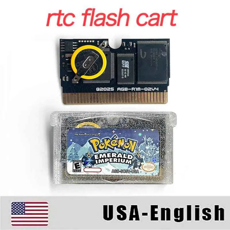 Pokémon Emerald Imperium Cartridge – English RTC Flash Cart Game for GBA | Game Boy Advance Custom Version