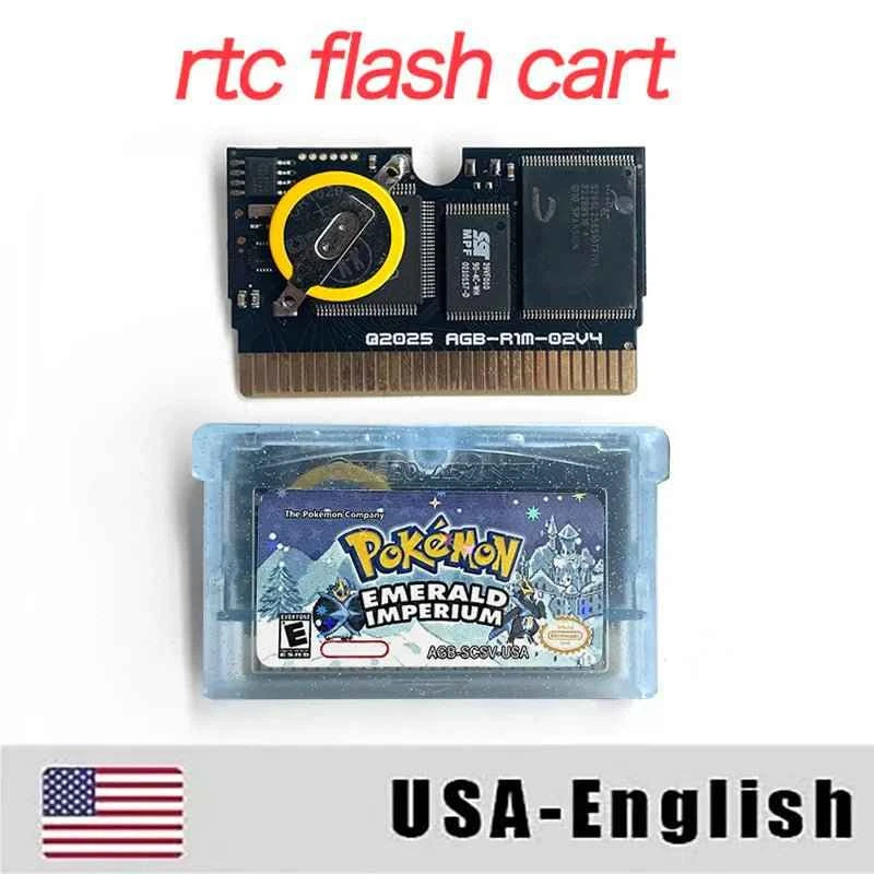Pokémon Emerald Imperium Cartridge – English RTC Flash Cart Game for GBA | Game Boy Advance Custom Version