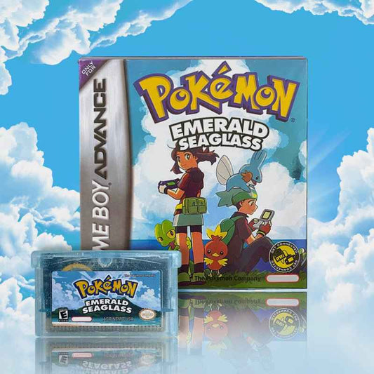 Pokémon Emerald Seaglass Cartridge – English RTC Flash Cart Game for GBA | Game Boy Advance Custom Version