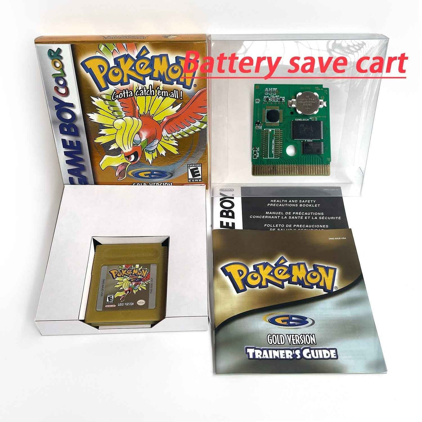 Pokemon Gold Cart Ic Gold GBC Case & Cart