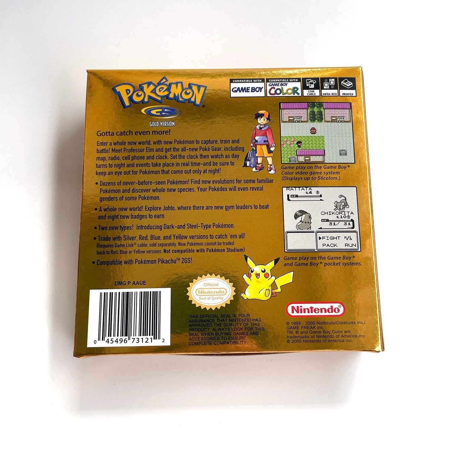 Pokemon Gold Cart Ic Gold GBC Case & Cart