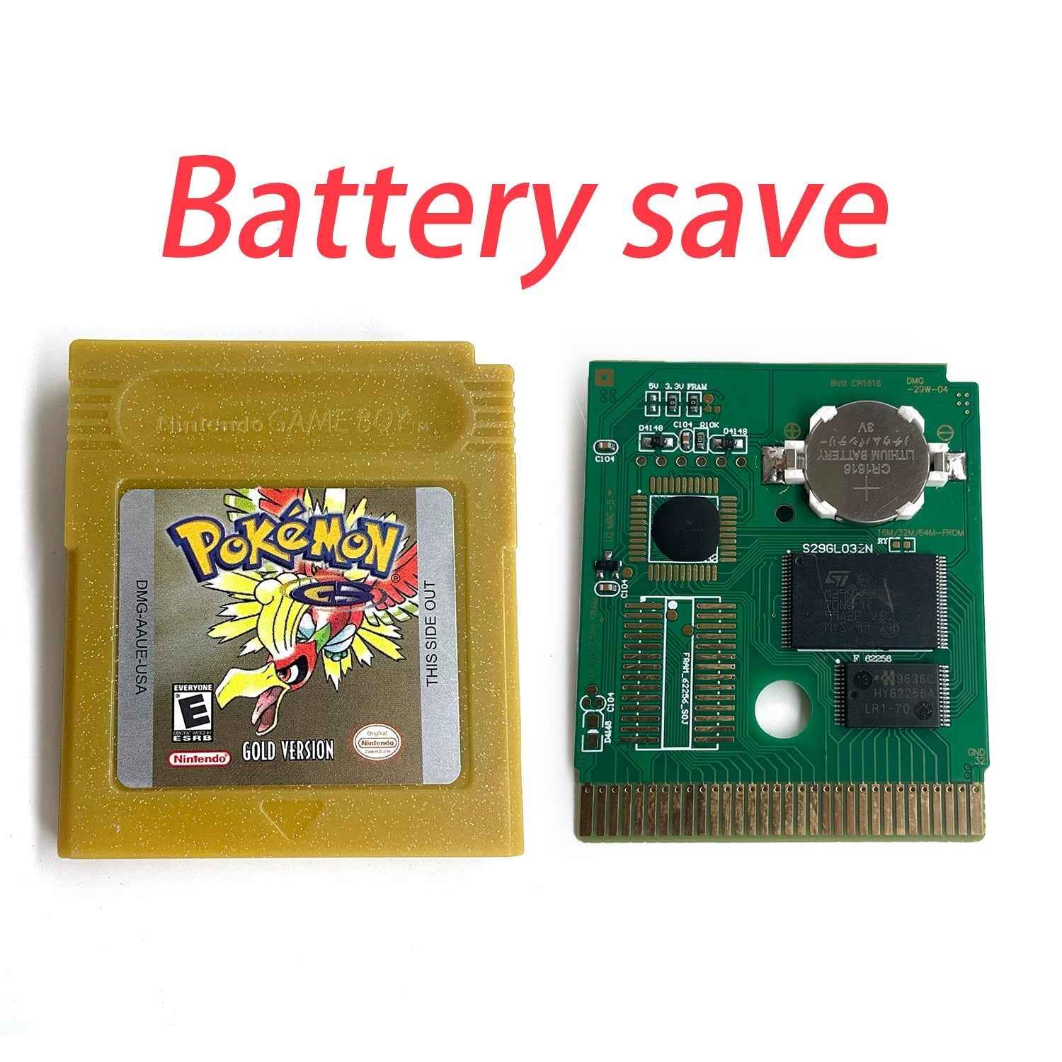 Pokemon Gold Cart Ic Gold GBC Case & Cart