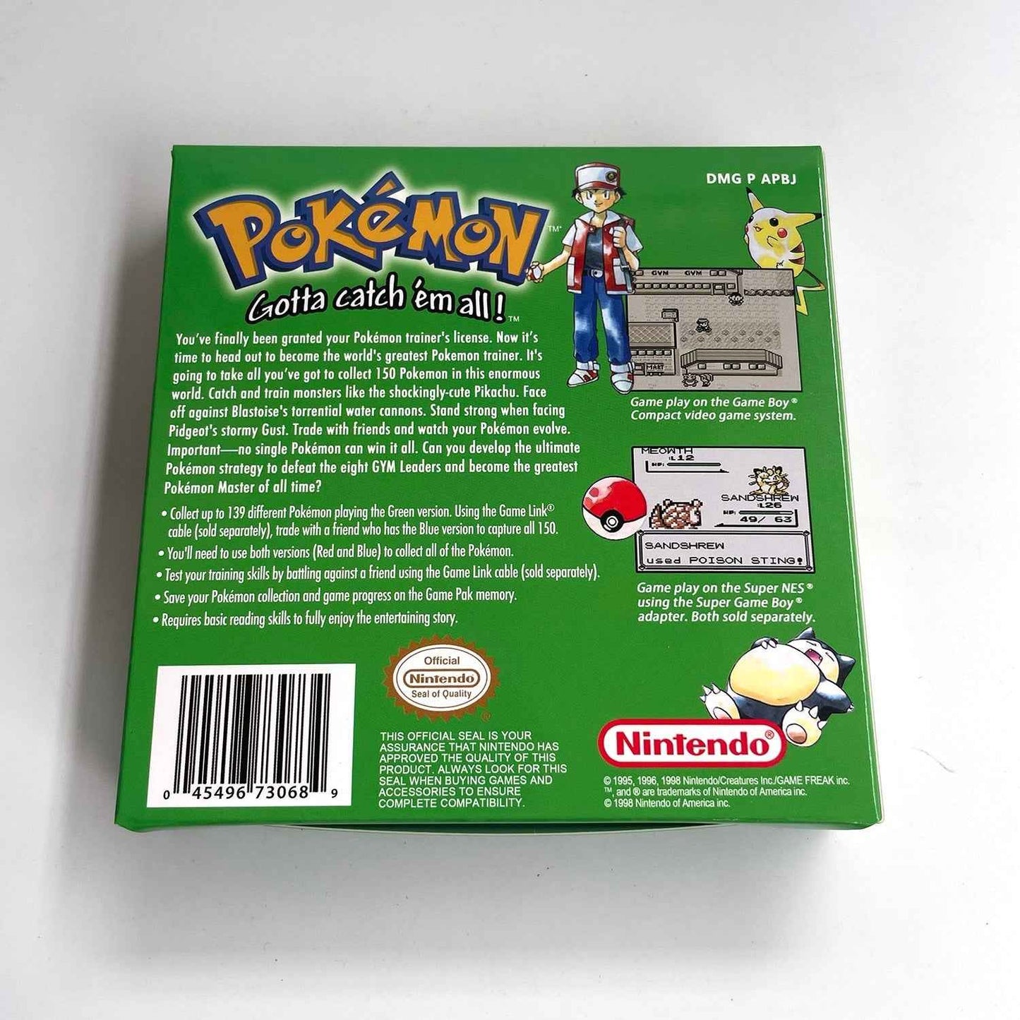Pokemon Green Ic GBC Case & Cart