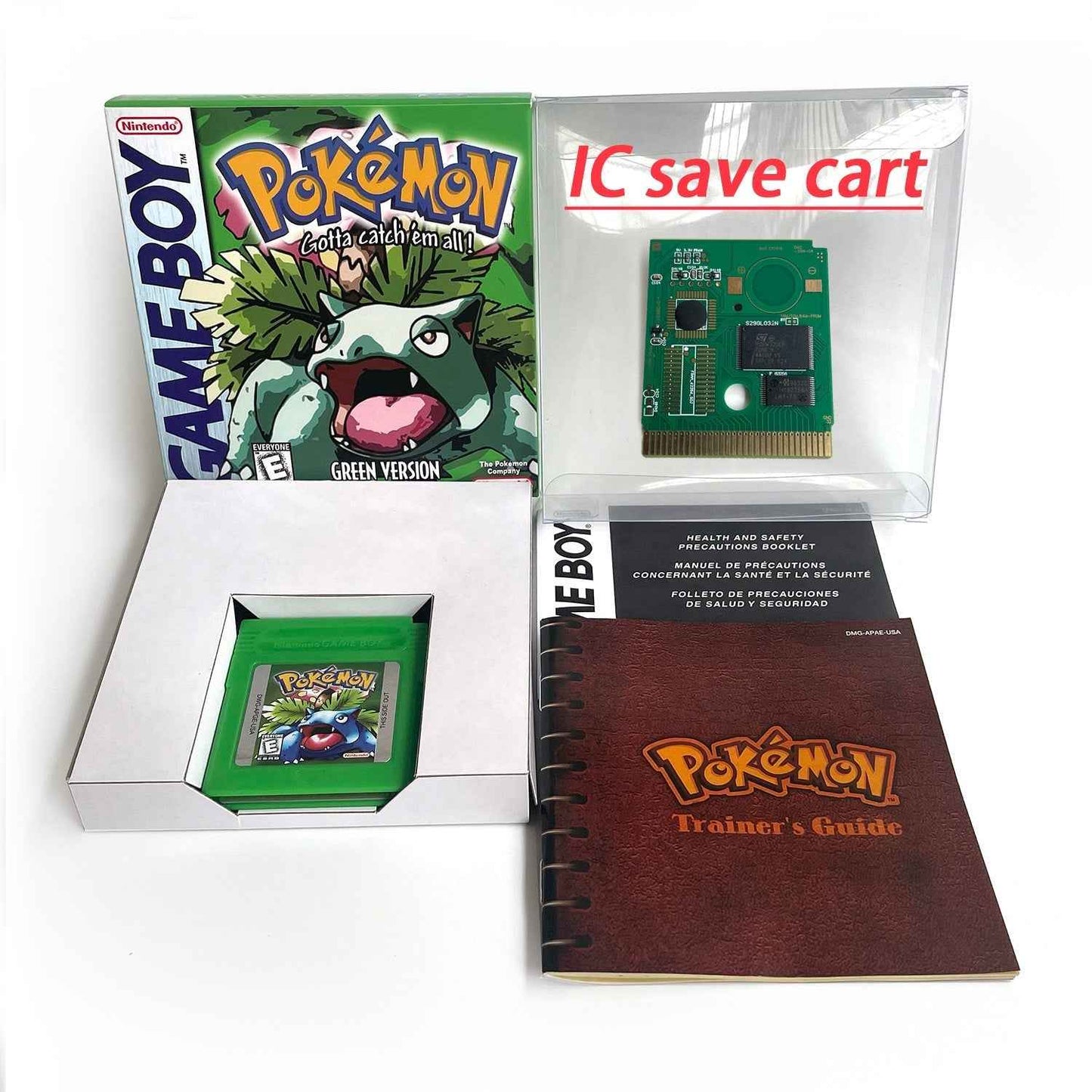 Pokemon Green Ic GBC Case & Cart