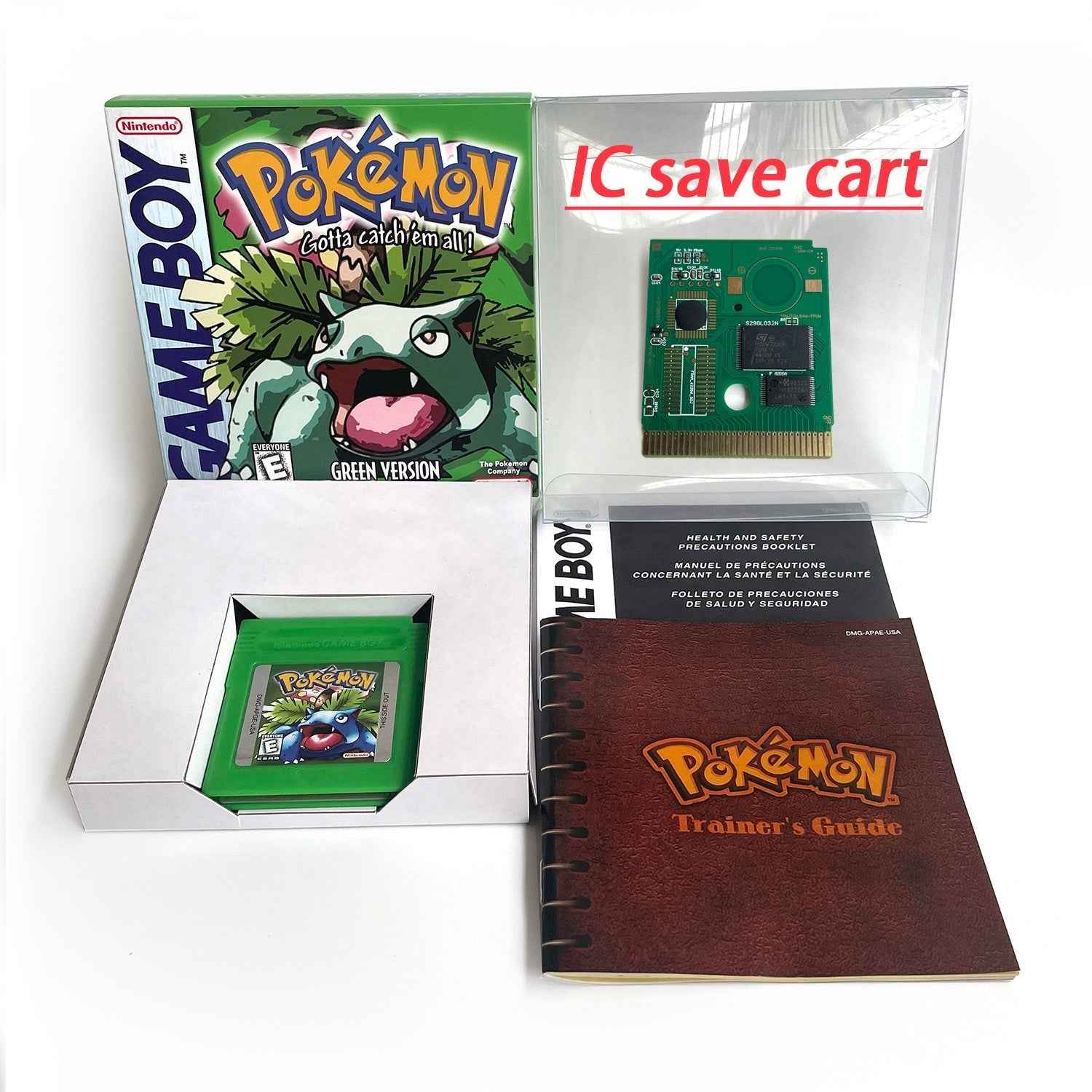 Pokemon Green Ic GBC Case & Cart