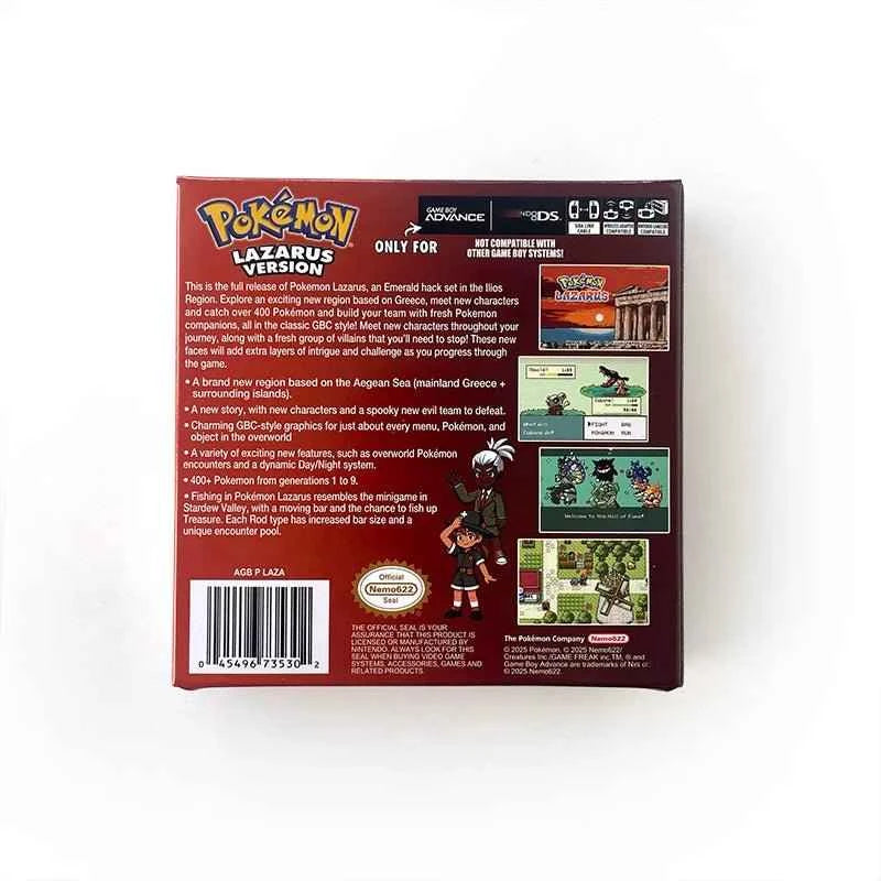 Pokémon Lazarus ROM Hack GBA Cartridge – English V1.1 RTC Flash Cart Game | Game Boy Advance Custom Cart