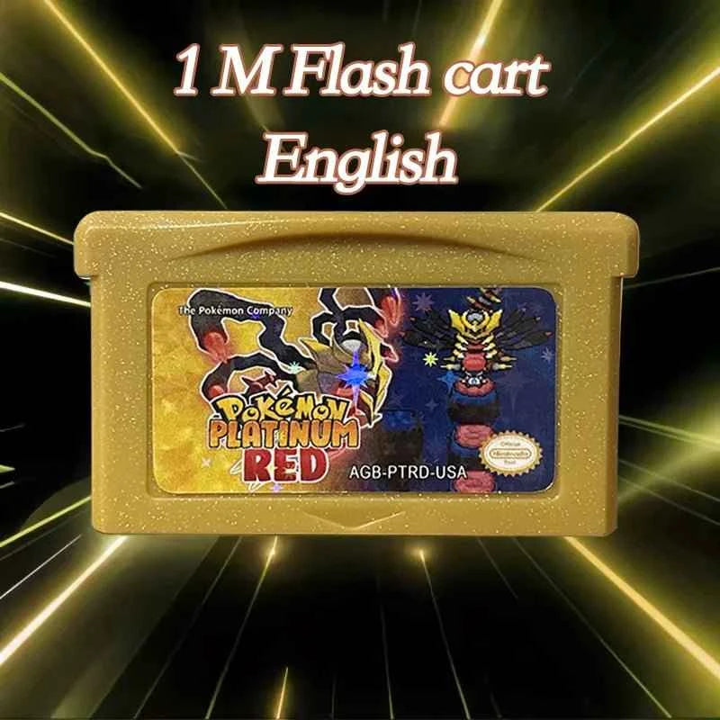 Pokémon Platinum Red Cartridge – English 1M Flash Cart Game for GBA | Game Boy Advance Custom Version