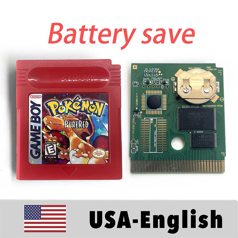 Pokémon PureRed reproduction GB/GBC cartridge – English