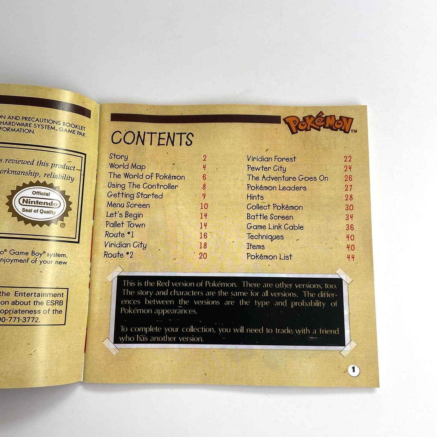 Pokemon Red Ic GBC Case & Cart