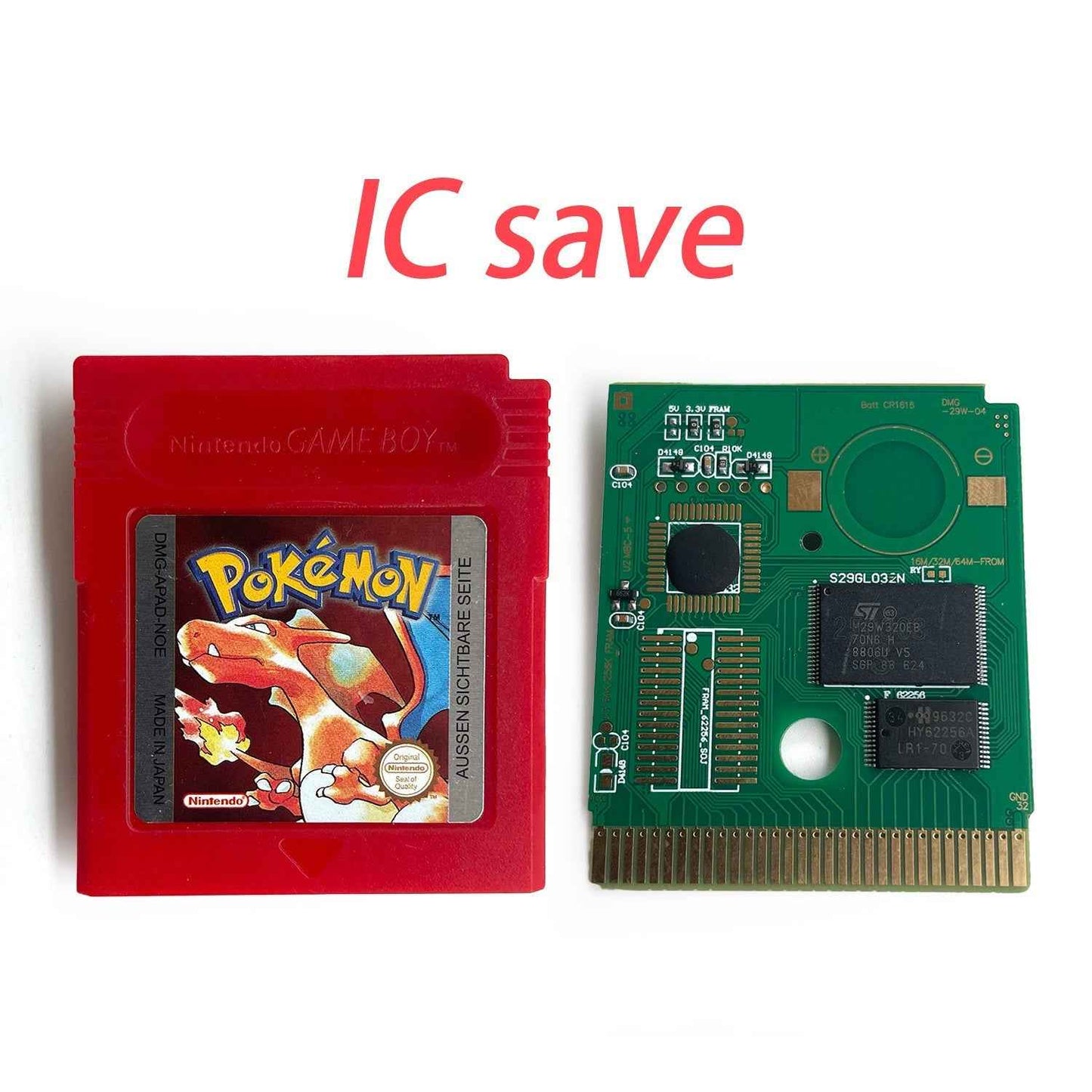 Pokemon Red Ic GBC Case & Cart