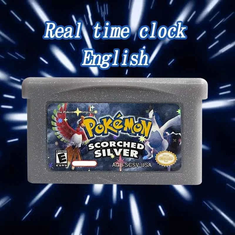 Pokémon Scorched Silver Cartridge – English RTC Flash Cart Game for GBA | Enhanced Johto Adventure