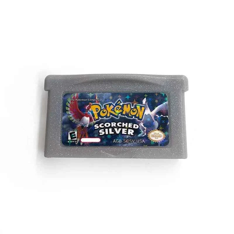 Pokémon Scorched Silver Cartridge – English RTC Flash Cart Game for GBA | Enhanced Johto Adventure