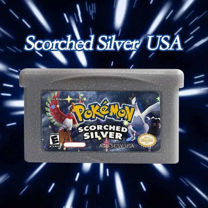 Pokémon Scorched Silver Cartridge – English RTC Flash Cart Game for GBA | Enhanced Johto Adventure