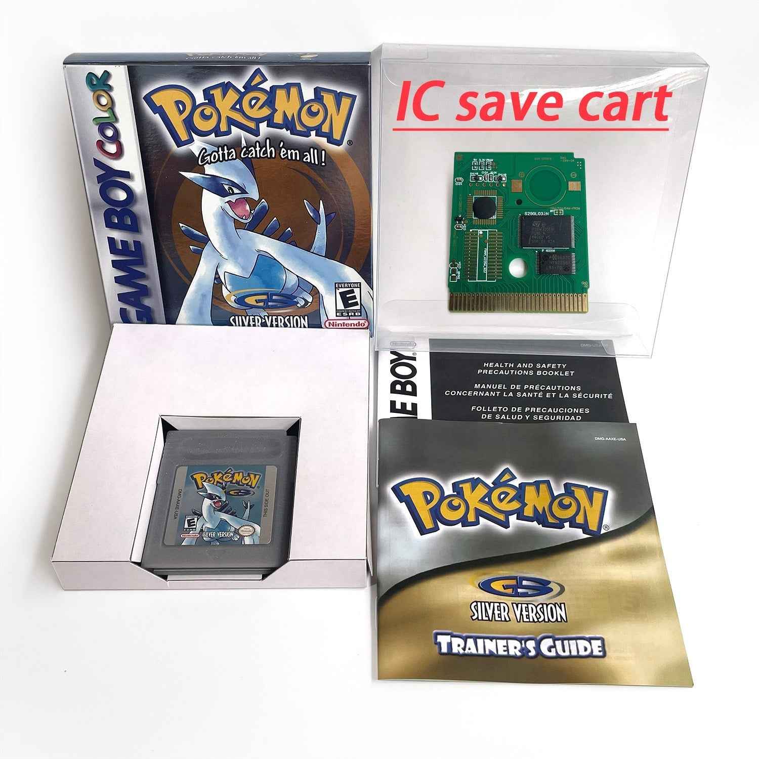 Pokemon Silver Cart Ic GBC Case & Cart