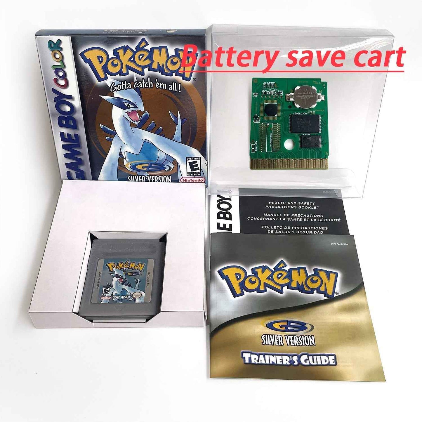 Pokemon Silver Cart Ic GBC Case & Cart