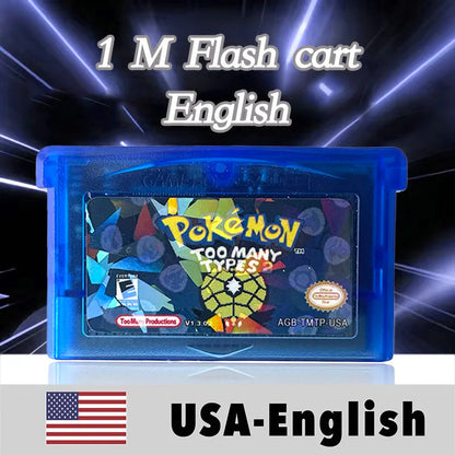 Pokémon Too Many Types reproduction GBA cartridge – English