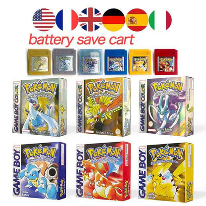 Pokemon Yellow Blue Red Crystal Silver Gold Green Usa Eur Noe GBC Case & Cart (USA)