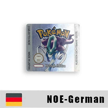 Pokemon Yellow Blue Red Crystal Silver Gold Green Usa Eur Noe Metallic Label Sticker For GBC Case & Cart (USA)