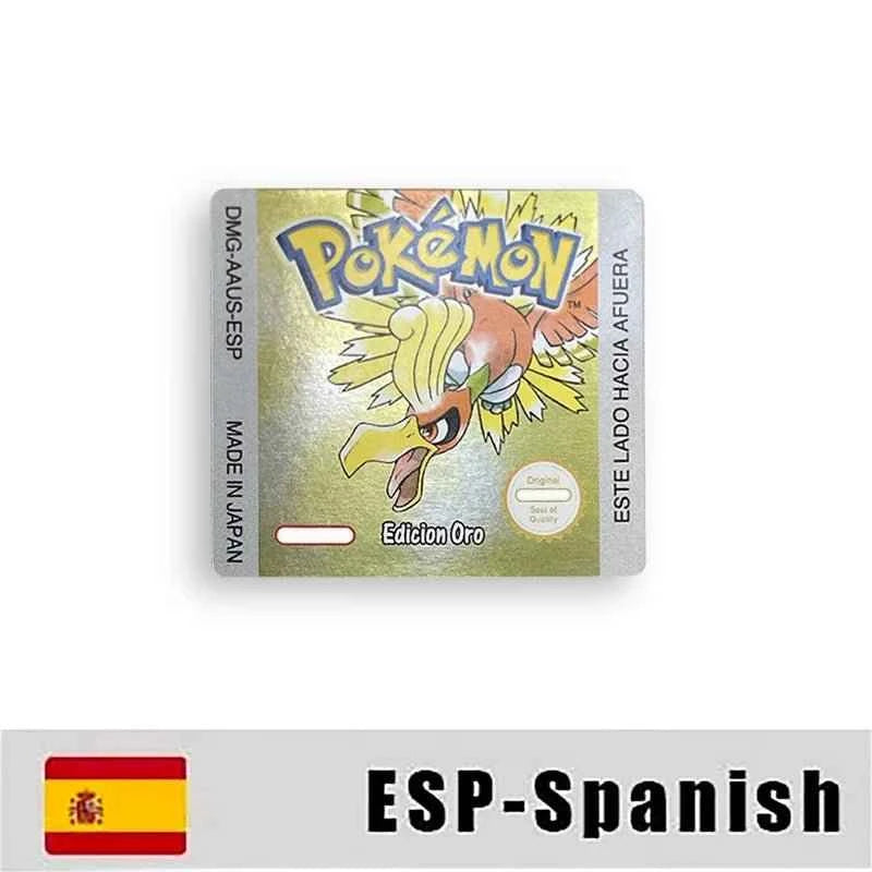 Pokemon Yellow Blue Red Crystal Silver Gold Green Usa Eur Noe Metallic Label Sticker For GBC Case & Cart (USA)