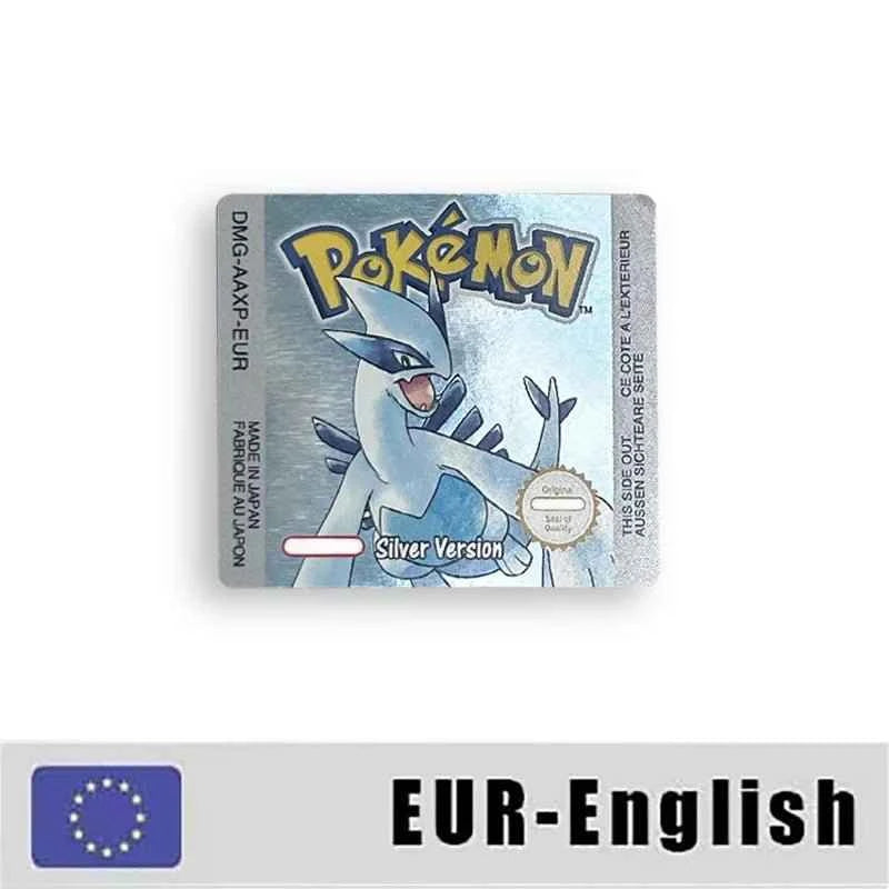 Pokemon Yellow Blue Red Crystal Silver Gold Green Usa Eur Noe Metallic Label Sticker For GBC Case & Cart (USA)