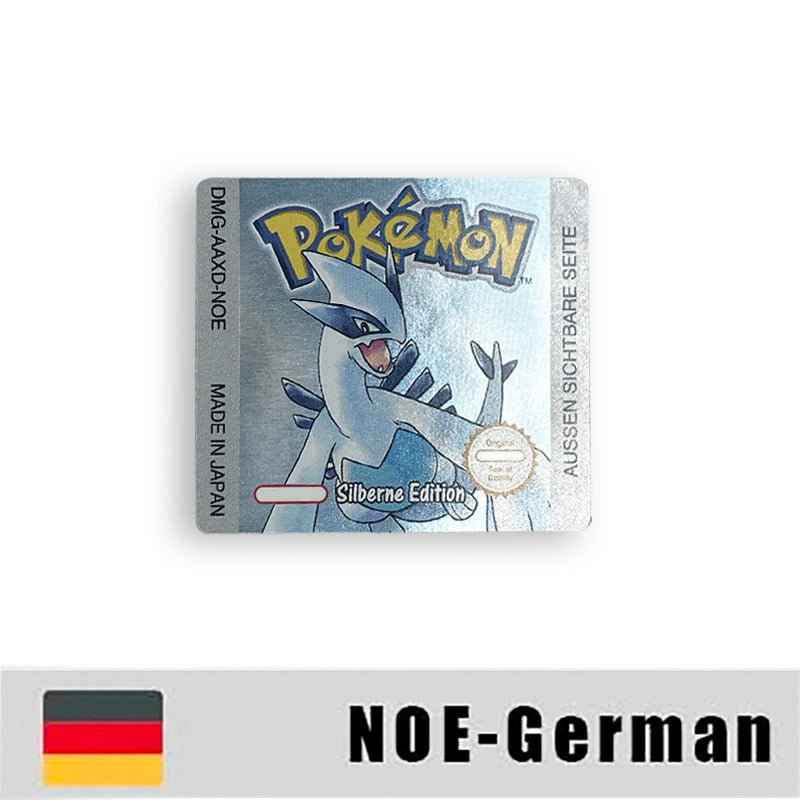 Pokemon Yellow Blue Red Crystal Silver Gold Green Usa Eur Noe Metallic Label Sticker For GBC Case & Cart (USA)