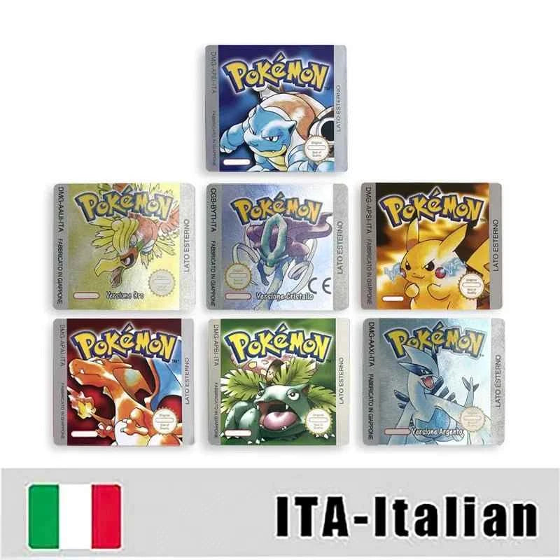 Pokemon Yellow Blue Red Crystal Silver Gold Green Usa Eur Noe Metallic Label Sticker For GBC Case & Cart (USA)
