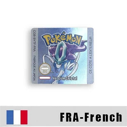 Pokemon Yellow Blue Red Crystal Silver Gold Green Usa Eur Noe Metallic Label Sticker For GBC Case & Cart (USA)