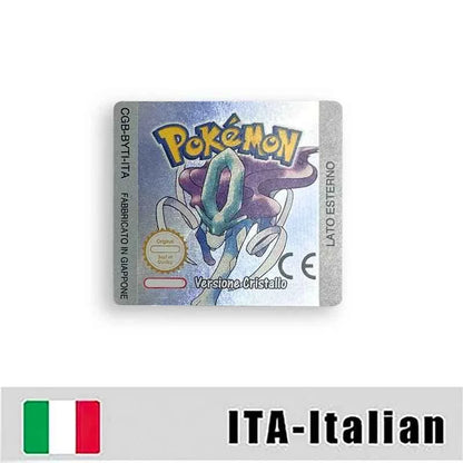 Pokemon Yellow Blue Red Crystal Silver Gold Green Usa Eur Noe Metallic Label Sticker For GBC Case & Cart (USA)