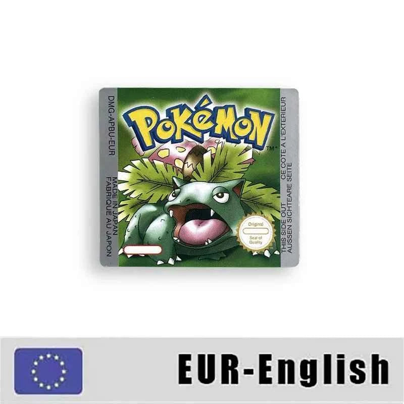 Pokemon Yellow Blue Red Crystal Silver Gold Green Usa Eur Noe Metallic Label Sticker For GBC Case & Cart (USA)