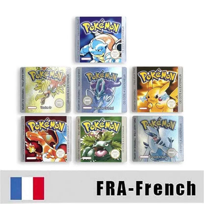 Pokemon Yellow Blue Red Crystal Silver Gold Green Usa Eur Noe Metallic Label Sticker For GBC Case & Cart (USA)