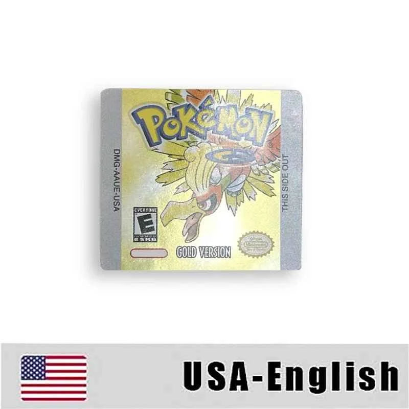 Pokemon Yellow Blue Red Crystal Silver Gold Green Usa Eur Noe Metallic Label Sticker For GBC Case & Cart (USA)