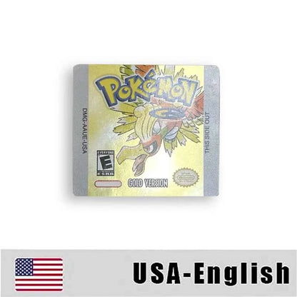 Pokemon Yellow Blue Red Crystal Silver Gold Green Usa Eur Noe Metallic Label Sticker For GBC Case & Cart (USA)