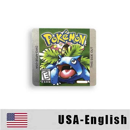 Pokemon Yellow Blue Red Crystal Silver Gold Green Usa Eur Noe Metallic Label Sticker For GBC Case & Cart (USA)