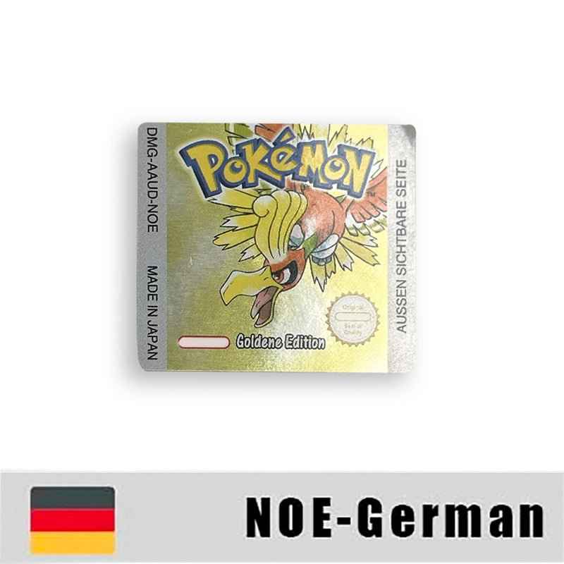 Pokemon Yellow Blue Red Crystal Silver Gold Green Usa Eur Noe Metallic Label Sticker For GBC Case & Cart (USA)