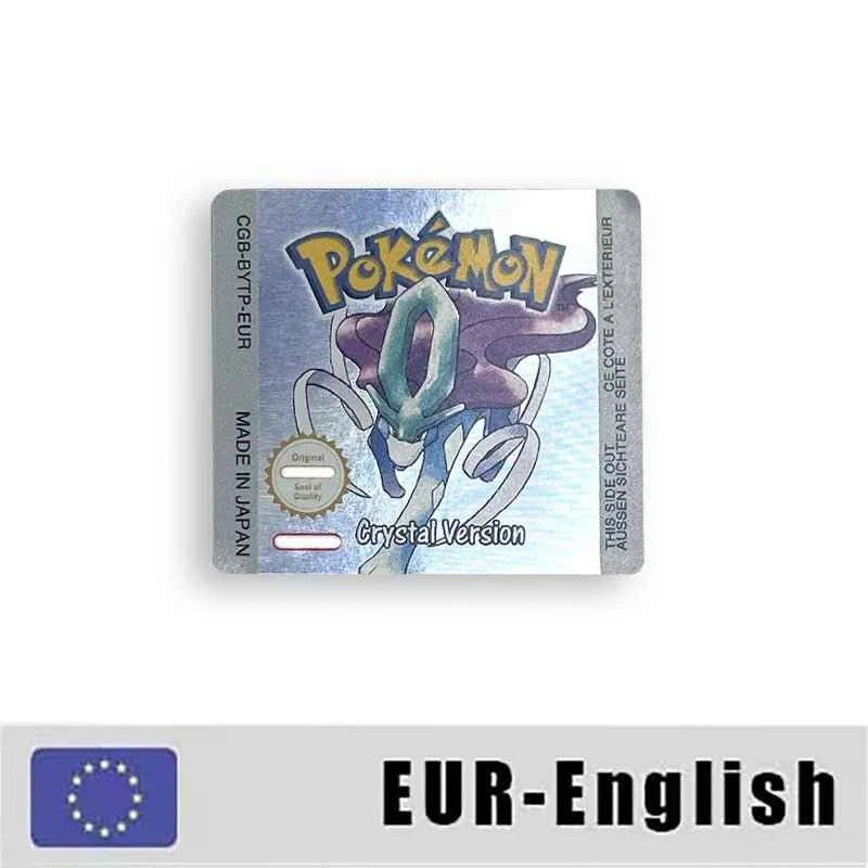 Pokemon Yellow Blue Red Crystal Silver Gold Green Usa Eur Noe Metallic Label Sticker For GBC Case & Cart (USA)
