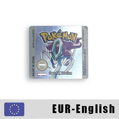 Pokemon Yellow Blue Red Crystal Silver Gold Green Usa Eur Noe Metallic Label Sticker For GBC Case & Cart (USA)