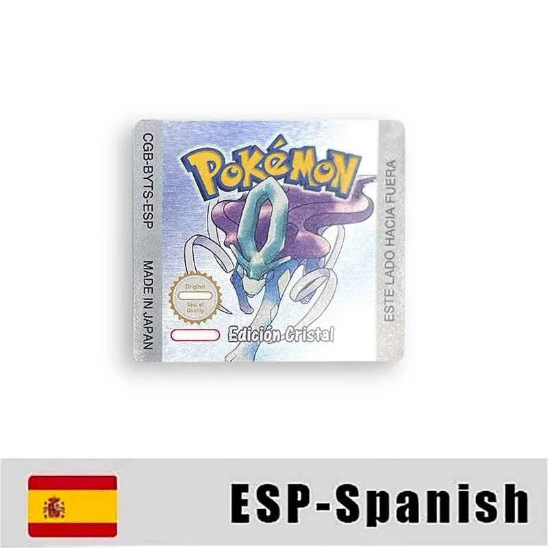 Pokemon Yellow Blue Red Crystal Silver Gold Green Usa Eur Noe Metallic Label Sticker For GBC Case & Cart (USA)