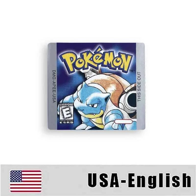 Pokemon Yellow Blue Red Crystal Silver Gold Green Usa Eur Noe Metallic Label Sticker For GBC Case & Cart (USA)