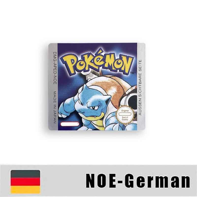 Pokemon Yellow Blue Red Crystal Silver Gold Green Usa Eur Noe Metallic Label Sticker For GBC Case & Cart (USA)